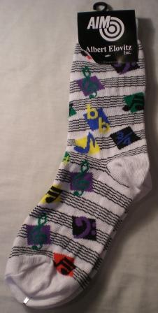 Colorful music notes socks